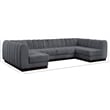 Meridian Furniture Quinn 6-Piece U-Shaped Fabric Modular Sectional in Dark Gray