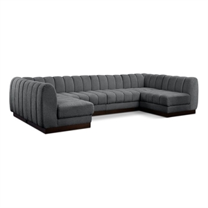 Meridian Furniture Quinn 6-Piece U-Shaped Fabric Modular Sectional in Dark Gray