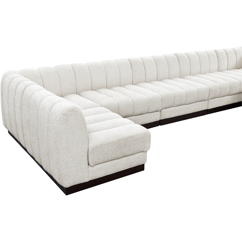Meridian Furniture Quinn 6-Piece L-Shaped Fabric Modular Sectional in Cream