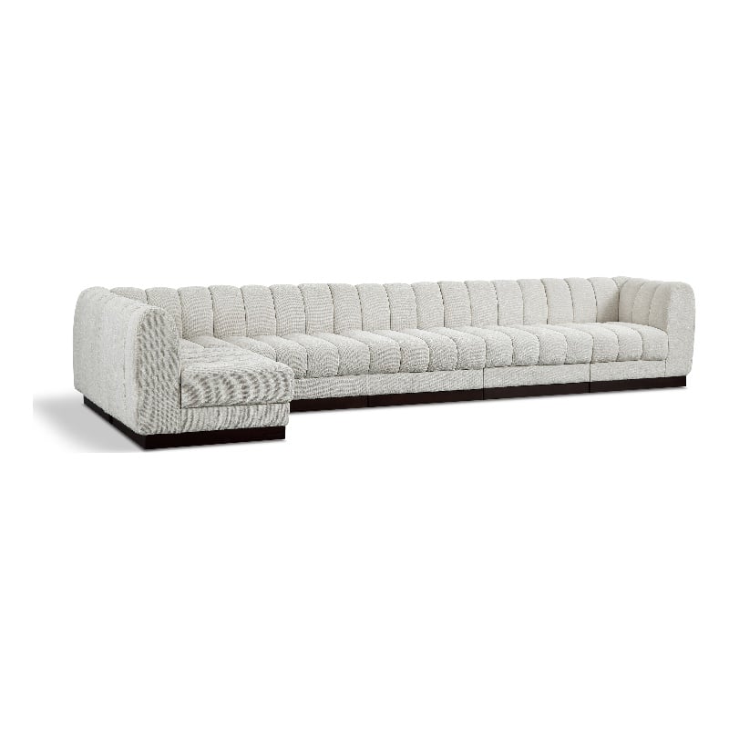 Meridian Furniture Quinn 6-Piece L-Shaped Fabric Modular Sectional in Cream