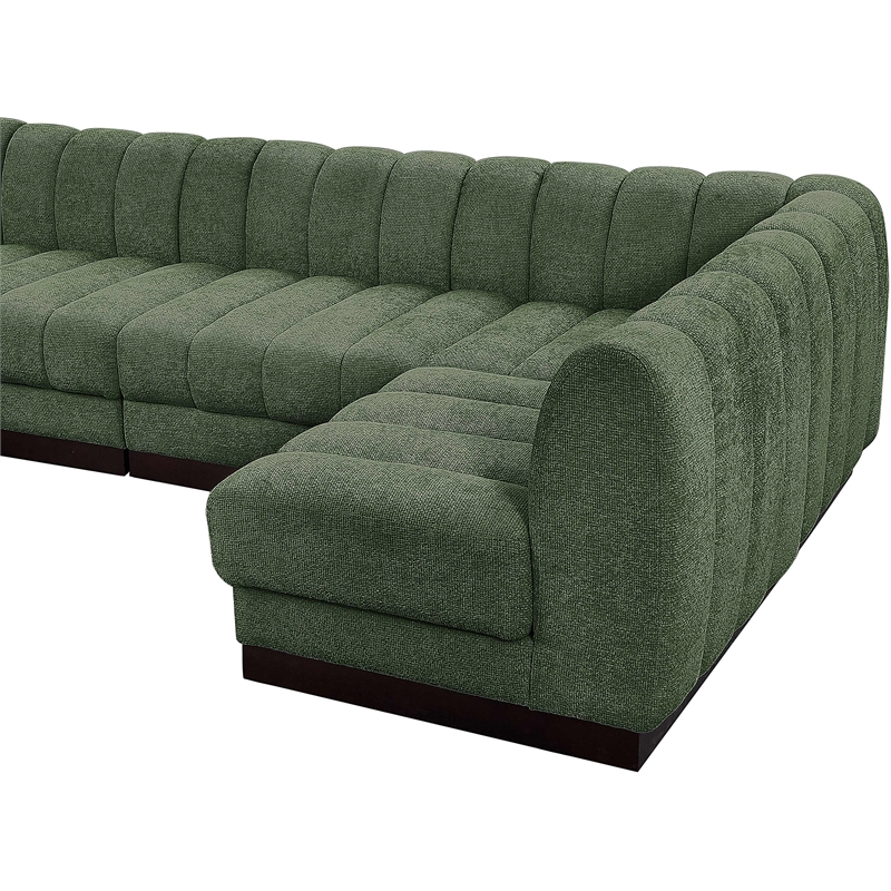 Meridian Furniture Quinn 6-Piece L-Shaped Fabric Modular Sectional in Green