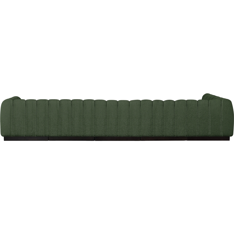 Meridian Furniture Quinn 6-Piece L-Shaped Fabric Modular Sectional in Green