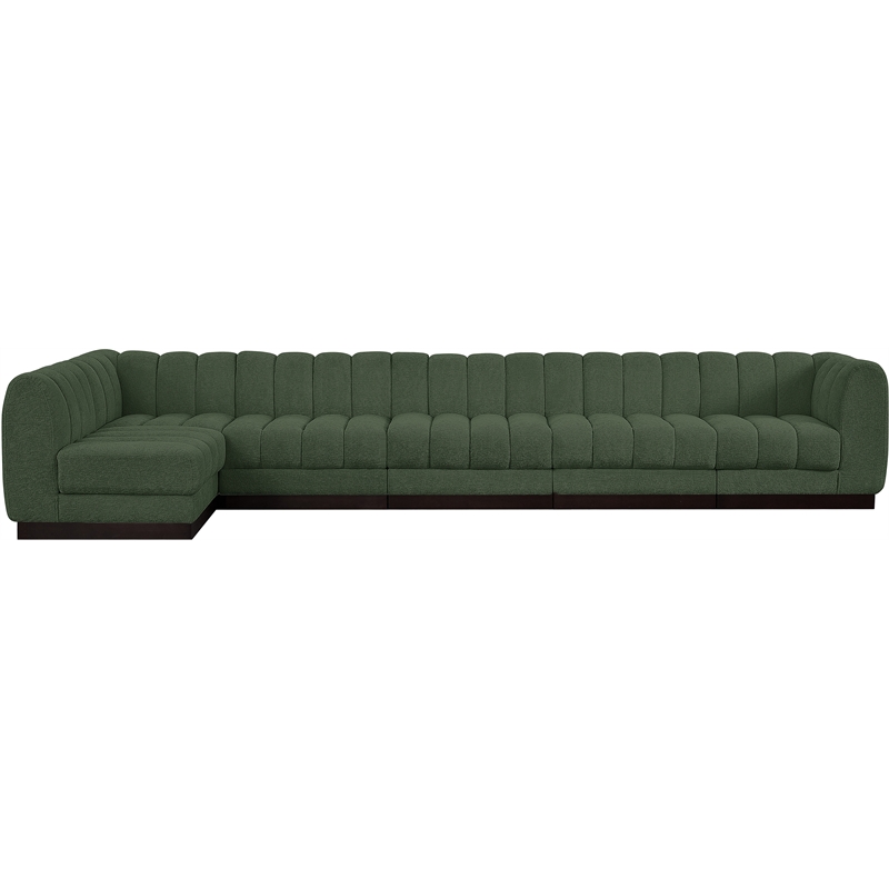 Meridian Furniture Quinn 6-Piece L-Shaped Fabric Modular Sectional in Green