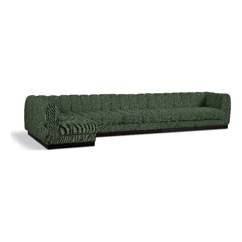 Meridian Furniture Quinn 6-Piece L-Shaped Fabric Modular Sectional in Green