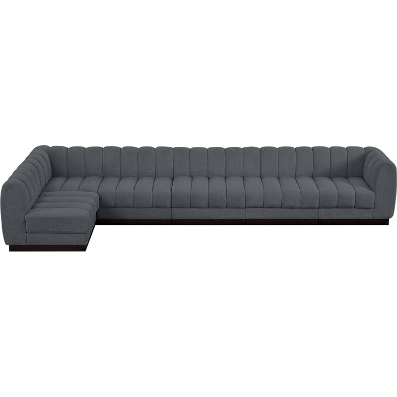 Meridian Furniture Quinn 6-Piece L-Shaped Fabric Modular Sectional in Dark Gray