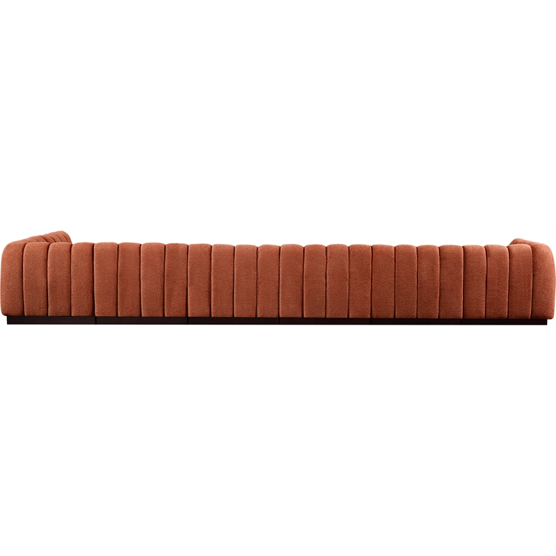 Meridian Furniture Quinn 7-Piece L-Shaped Fabric Modular Sectional in Orange
