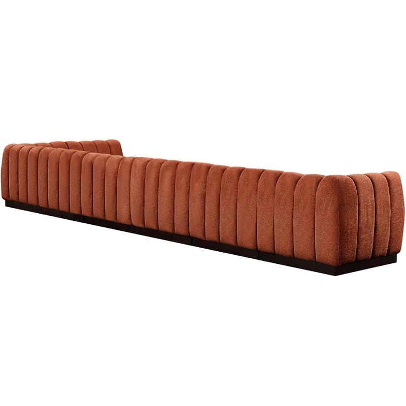 Meridian Furniture Quinn 7-Piece L-Shaped Fabric Modular Sectional in Orange