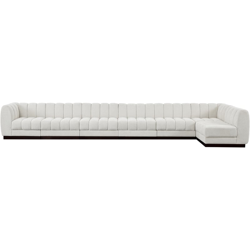 Meridian Furniture Quinn 7-Piece L-Shaped Fabric Modular Sectional in Cream