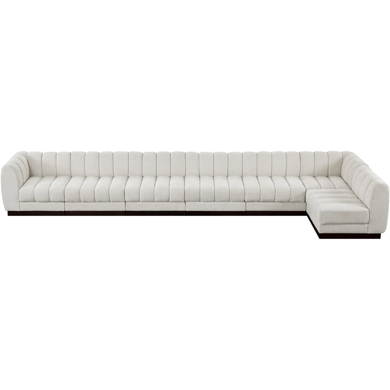 Meridian Furniture Quinn 7-Piece L-Shaped Fabric Modular Sectional in Cream