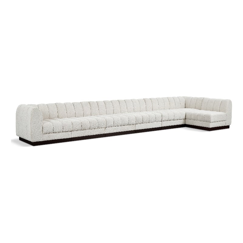 Meridian Furniture Quinn 7-Piece L-Shaped Fabric Modular Sectional in Cream