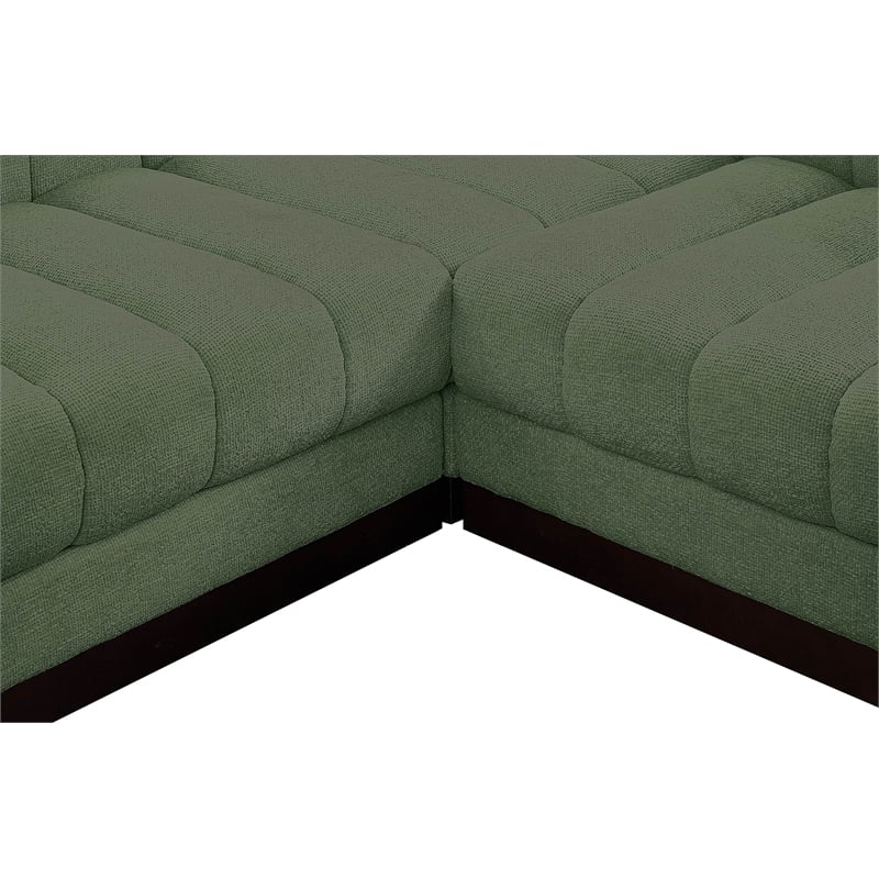Meridian Furniture Quinn 7-Piece L-Shaped Fabric Modular Sectional in Green