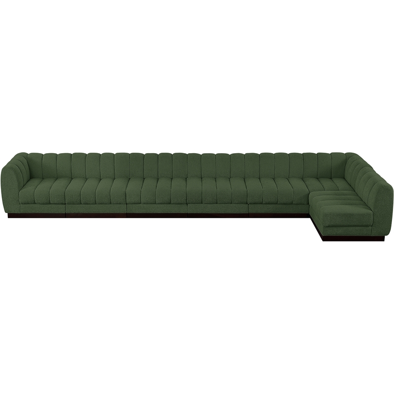Meridian Furniture Quinn 7-Piece L-Shaped Fabric Modular Sectional in Green