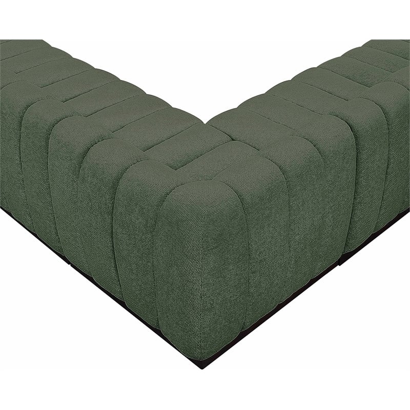 Meridian Furniture Quinn 7-Piece L-Shaped Fabric Modular Sectional in Green