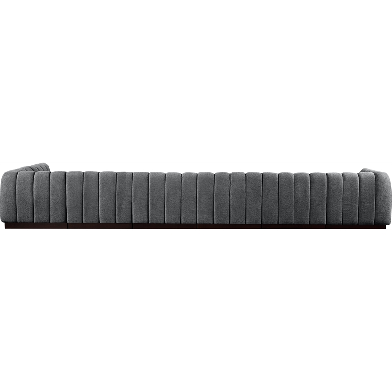 Meridian Furniture Quinn 7-Piece L-Shaped Fabric Modular Sectional in Dark Gray