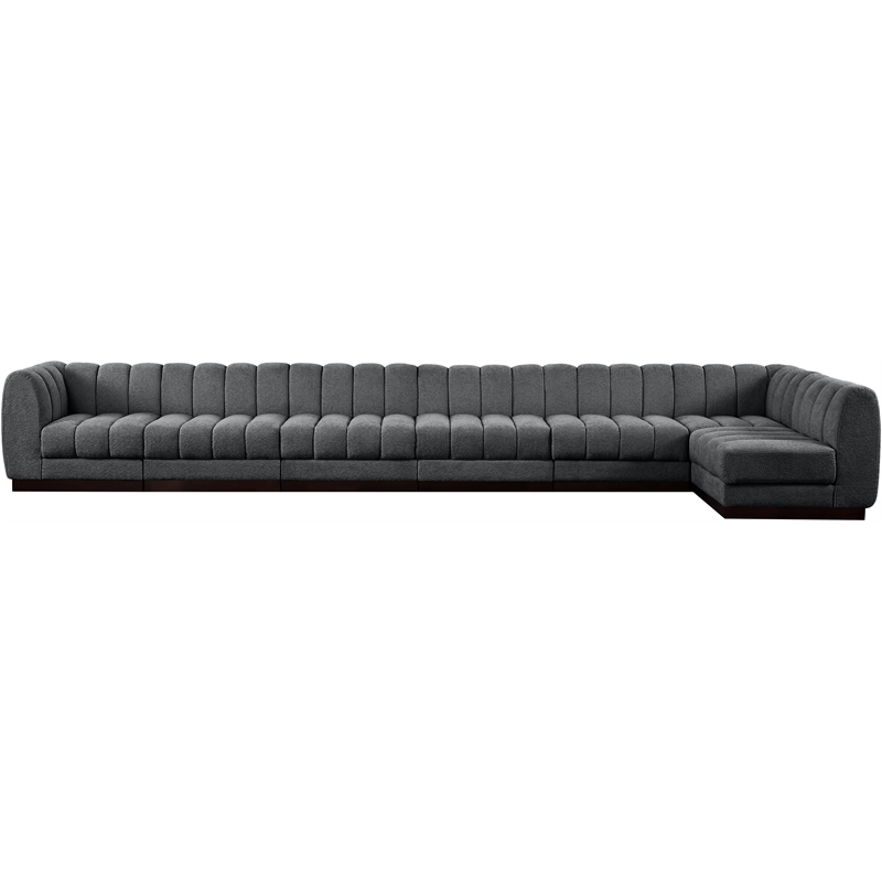 Meridian Furniture Quinn 7-Piece L-Shaped Fabric Modular Sectional in Dark Gray