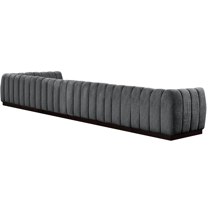 Meridian Furniture Quinn 7-Piece L-Shaped Fabric Modular Sectional in Dark Gray