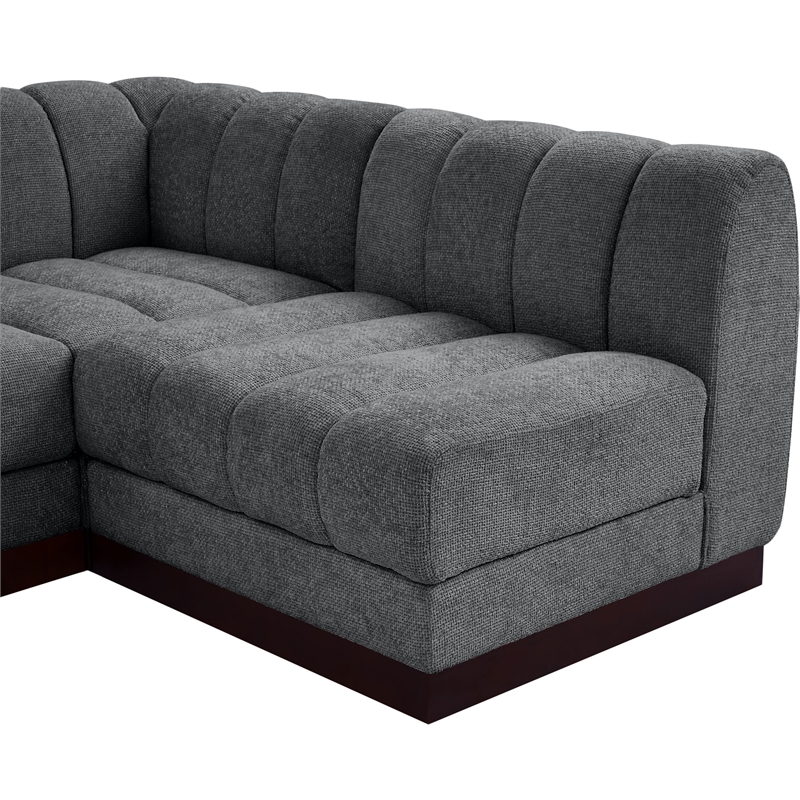 Meridian Furniture Quinn 7-Piece L-Shaped Fabric Modular Sectional in Dark Gray