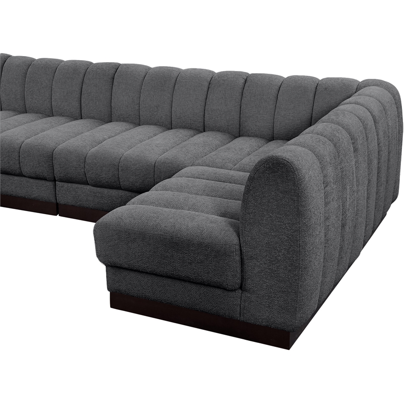 Meridian Furniture Quinn 7-Piece L-Shaped Fabric Modular Sectional in Dark Gray