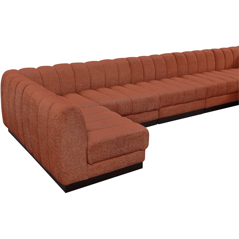 Meridian Furniture Quinn 8-Piece U-Shaped Fabric Modular Sectional in Orange