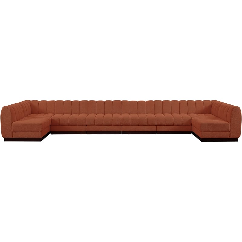 Meridian Furniture Quinn 8-Piece U-Shaped Fabric Modular Sectional in Orange
