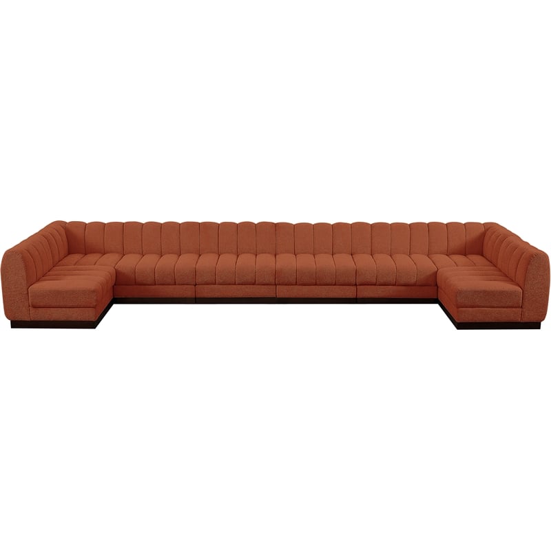 Meridian Furniture Quinn 8-Piece U-Shaped Fabric Modular Sectional in Orange