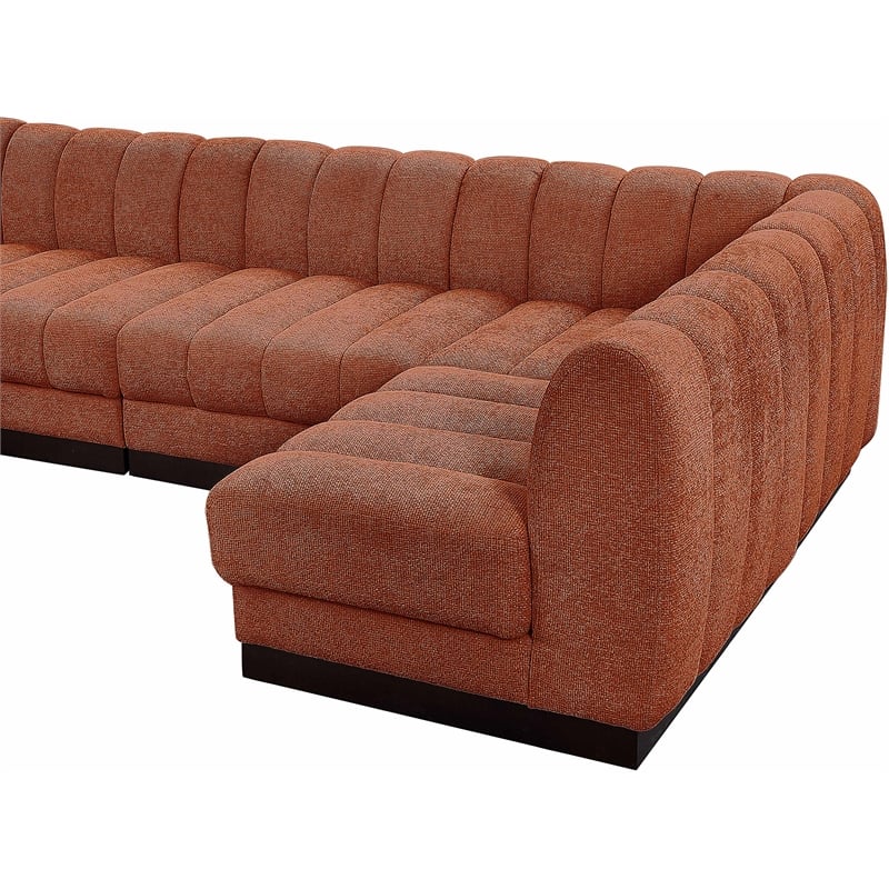 Meridian Furniture Quinn 8-Piece U-Shaped Fabric Modular Sectional in Orange