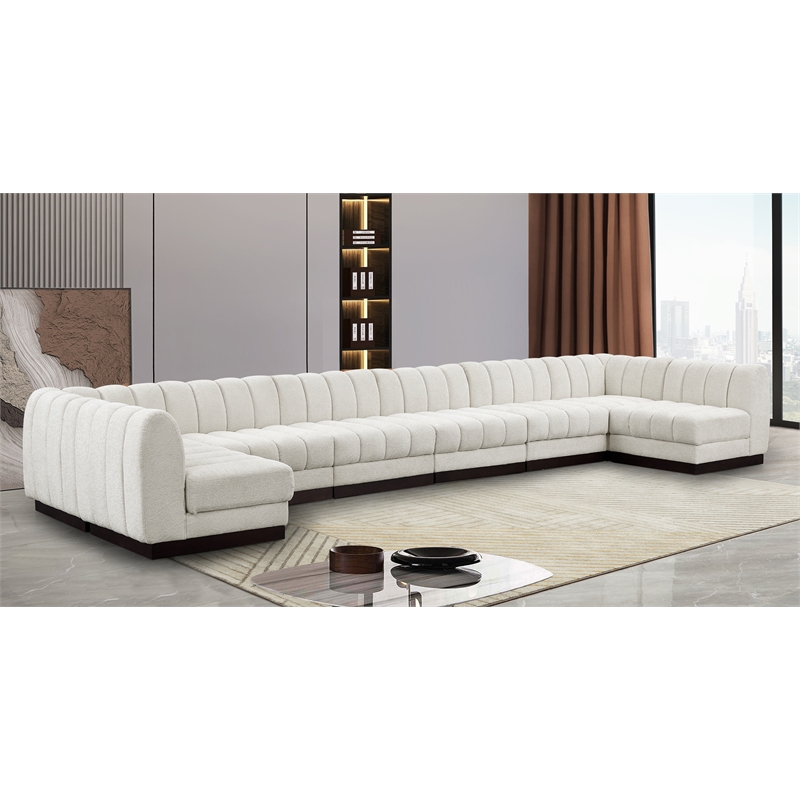 Meridian Furniture Quinn 8-Piece U-Shaped Fabric Modular Sectional in Cream