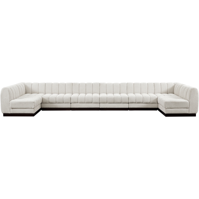 Meridian Furniture Quinn 8-Piece U-Shaped Fabric Modular Sectional in Cream