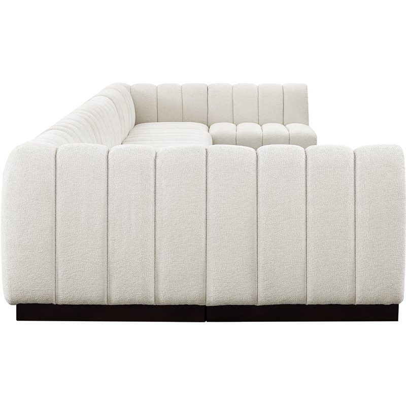Meridian Furniture Quinn 8-Piece U-Shaped Fabric Modular Sectional in Cream