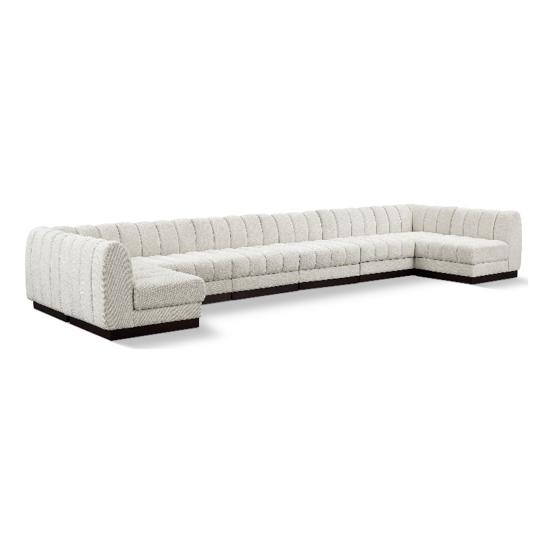 Meridian Furniture Quinn 8-Piece U-Shaped Fabric Modular Sectional in Cream