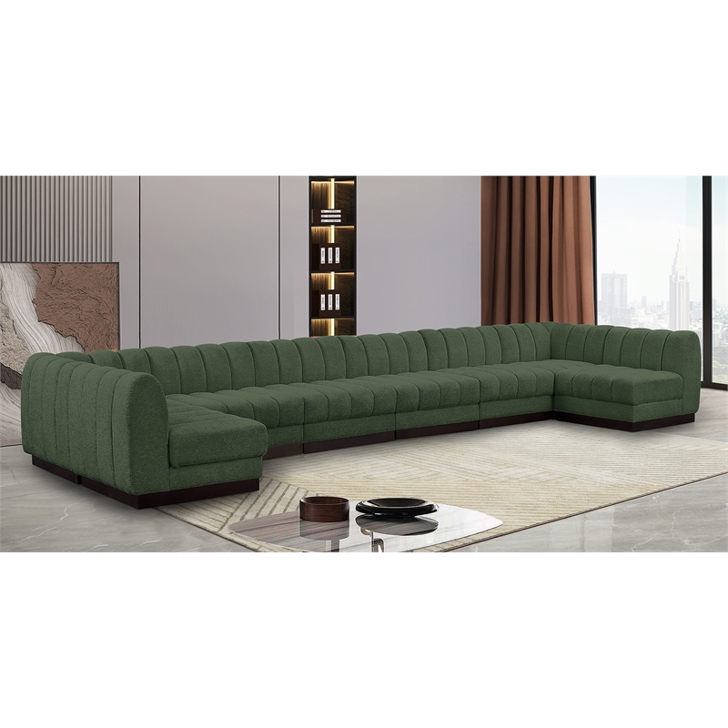 Meridian Furniture Quinn 8-Piece U-Shaped Fabric Modular Sectional in Green