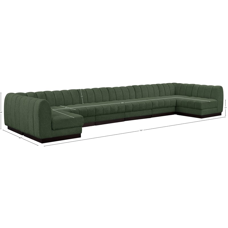 Meridian Furniture Quinn 8-Piece U-Shaped Fabric Modular Sectional in Green