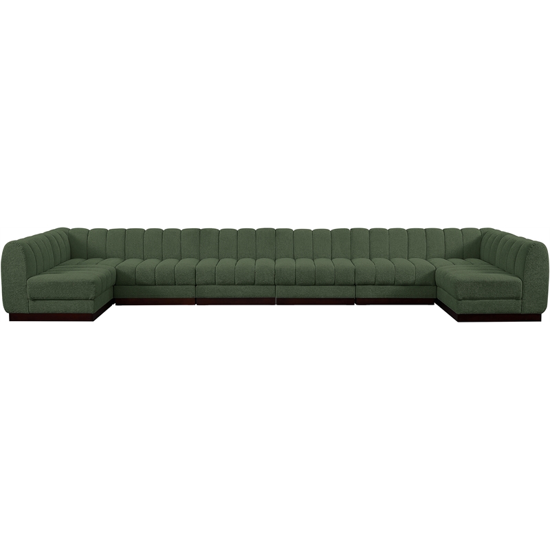 Meridian Furniture Quinn 8-Piece U-Shaped Fabric Modular Sectional in Green