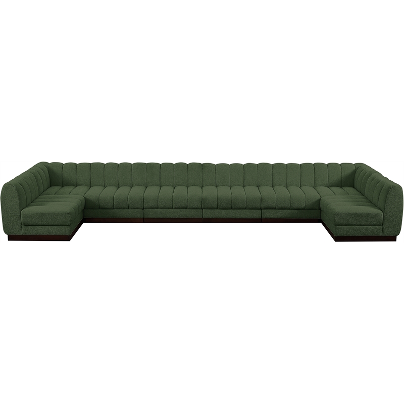 Meridian Furniture Quinn 8-Piece U-Shaped Fabric Modular Sectional in Green