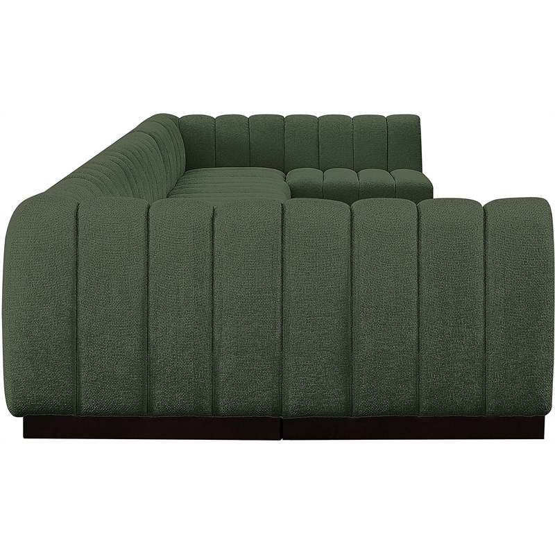 Meridian Furniture Quinn 8-Piece U-Shaped Fabric Modular Sectional in Green