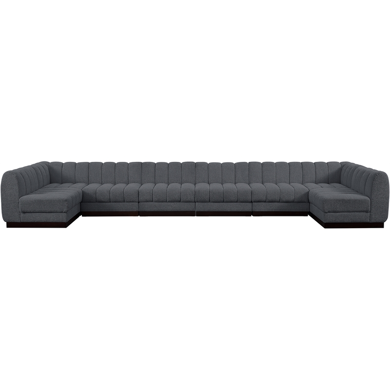 Meridian Furniture Quinn 8-Piece U-Shaped Fabric Modular Sectional in Dark Gray