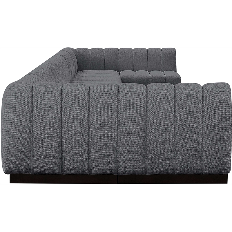Meridian Furniture Quinn 8-Piece U-Shaped Fabric Modular Sectional in Dark Gray