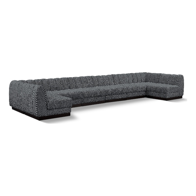 Meridian Furniture Quinn 8-Piece U-Shaped Fabric Modular Sectional in Dark Gray