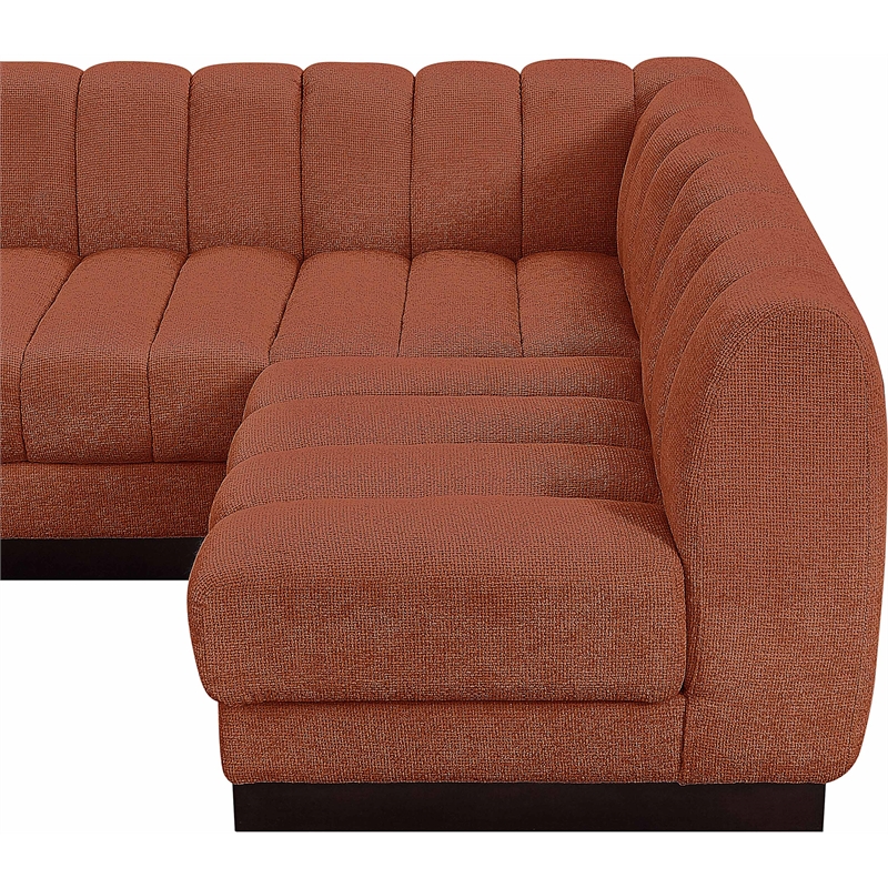 Meridian Furniture Quinn 8-Piece L-Shaped Fabric Modular Sectional in Orange