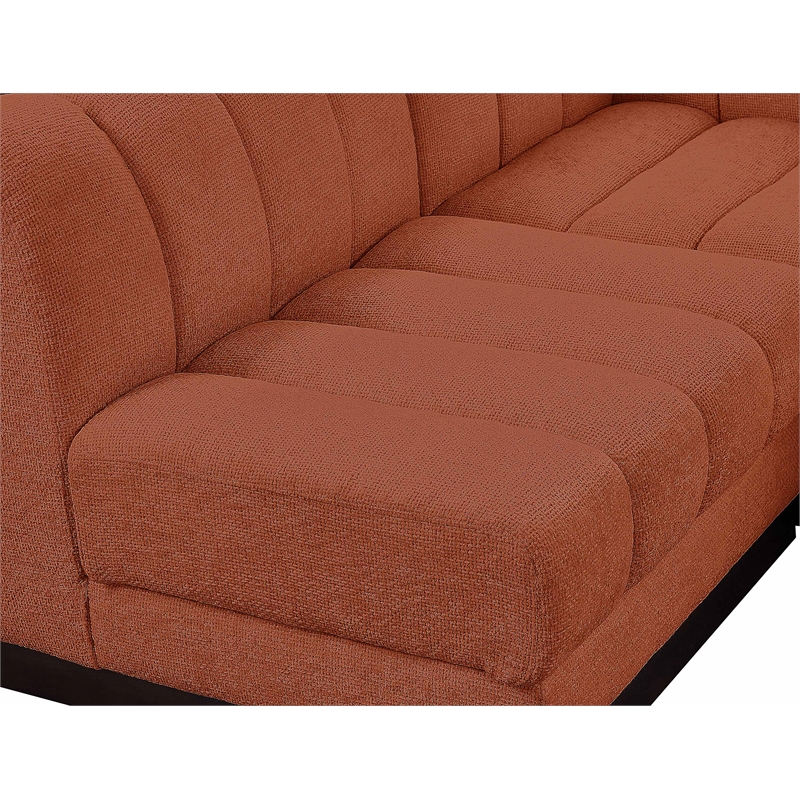 Meridian Furniture Quinn 8-Piece L-Shaped Fabric Modular Sectional in Orange