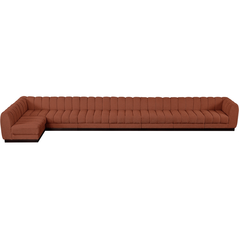 Meridian Furniture Quinn 8-Piece L-Shaped Fabric Modular Sectional in Orange