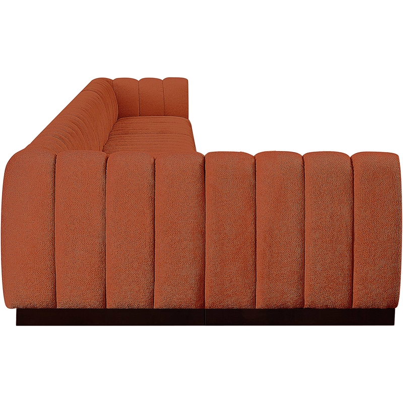 Meridian Furniture Quinn 8-Piece L-Shaped Fabric Modular Sectional in Orange