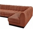 Meridian Furniture Quinn 8-Piece L-Shaped Fabric Modular Sectional in Orange