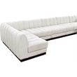 Meridian Furniture Quinn 8-Piece L-Shaped Fabric Modular Sectional in Cream