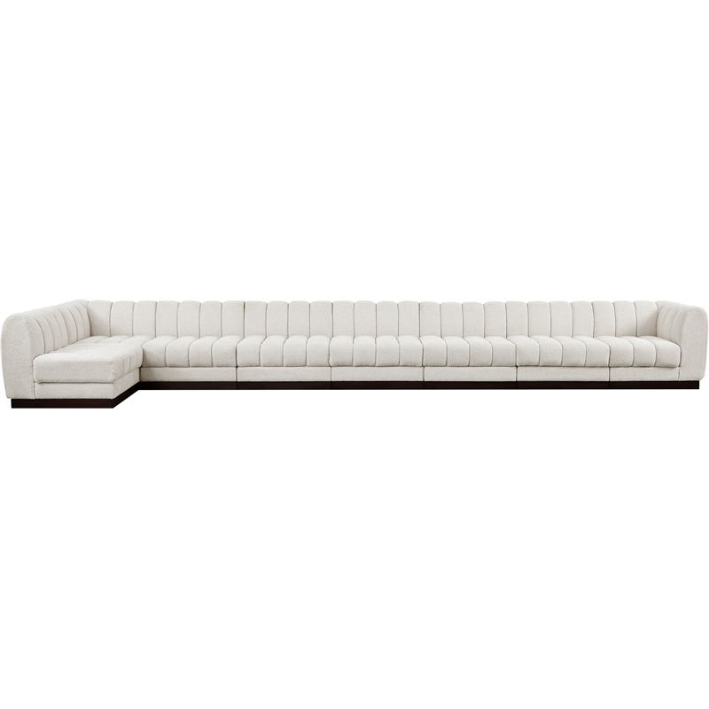 Meridian Furniture Quinn 8-Piece L-Shaped Fabric Modular Sectional in Cream