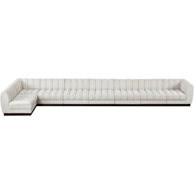Meridian Furniture Quinn 8-Piece L-Shaped Fabric Modular Sectional in Cream