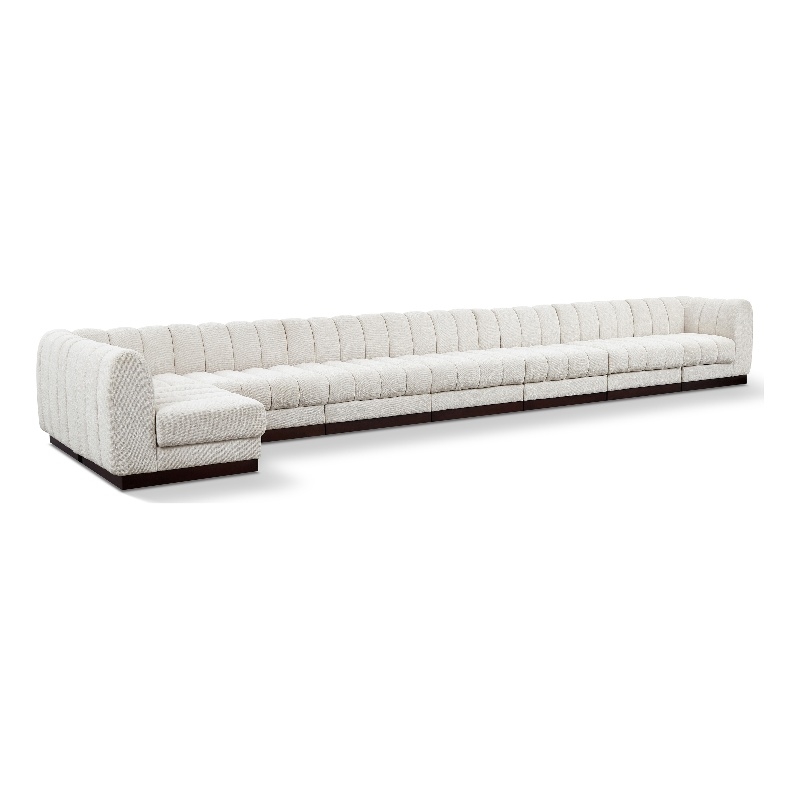 Meridian Furniture Quinn 8-Piece L-Shaped Fabric Modular Sectional in Cream