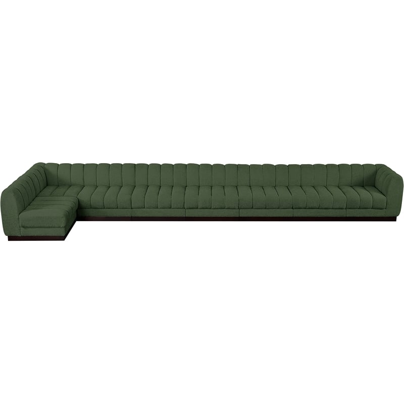 Meridian Furniture Quinn 8-Piece L-Shaped Fabric Modular Sectional in Green
