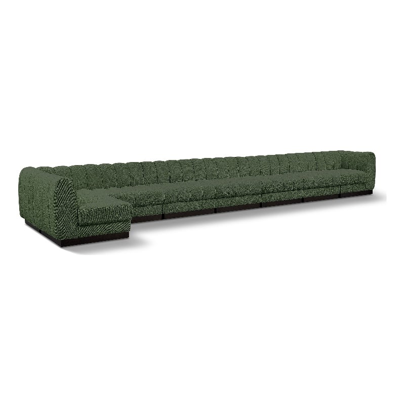 Meridian Furniture Quinn 8-Piece L-Shaped Fabric Modular Sectional in Green