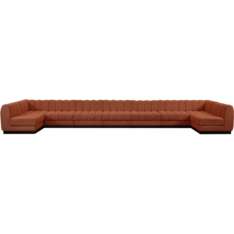 Meridian Furniture Quinn 9-Piece U-Shaped Fabric Modular Sectional in Orange